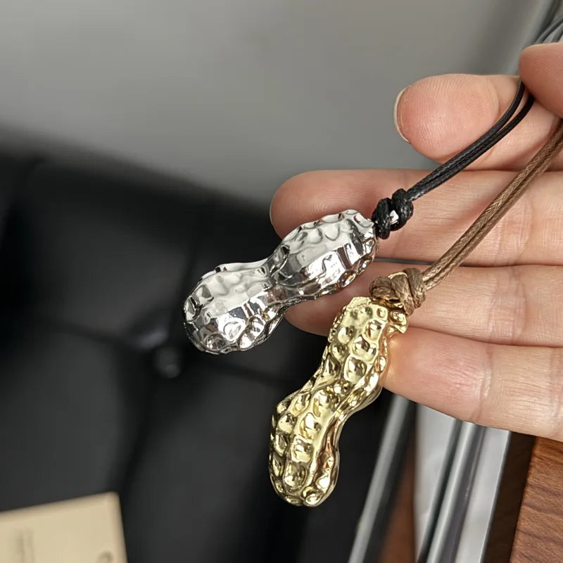 Creative Cute Peanut Pendant Necklace for Women Geometric Elegant Jewelry