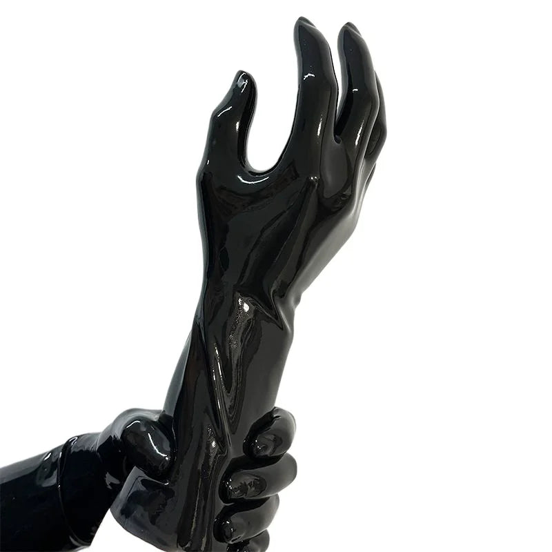 High Elastic Chlorinated Latex Gloves - Black, Multiple Sizes