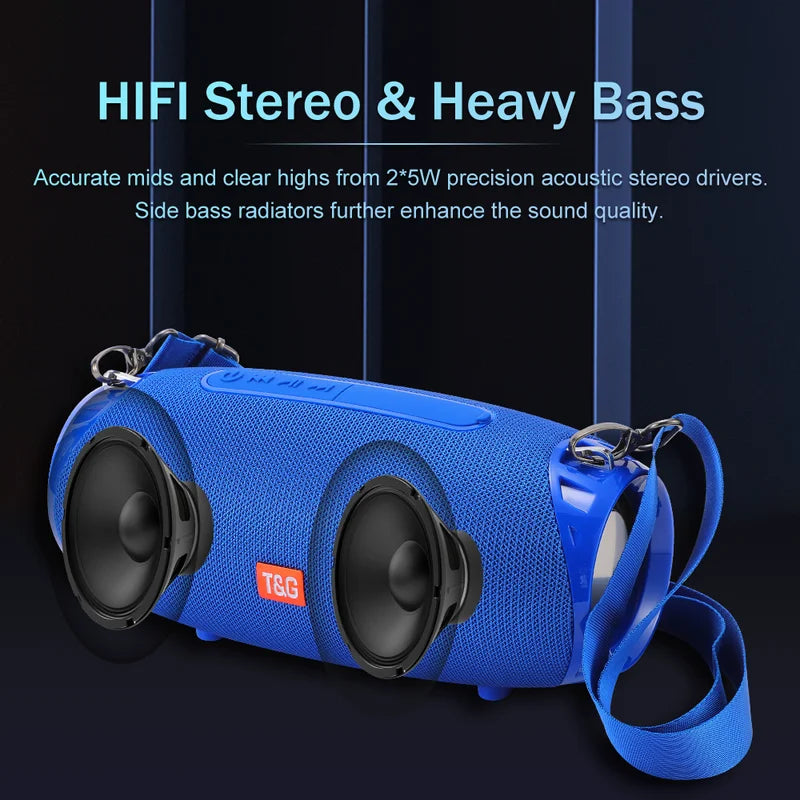 Portable Bluetooth Speaker 10W Wireless Sound Box with FM Radio & TF Card Support