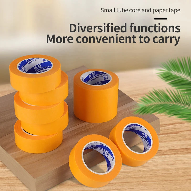 High-Strength Orange Masking Tape for Car Painting & Wall Protection - No-Trace Adhesive Crepe Paper
