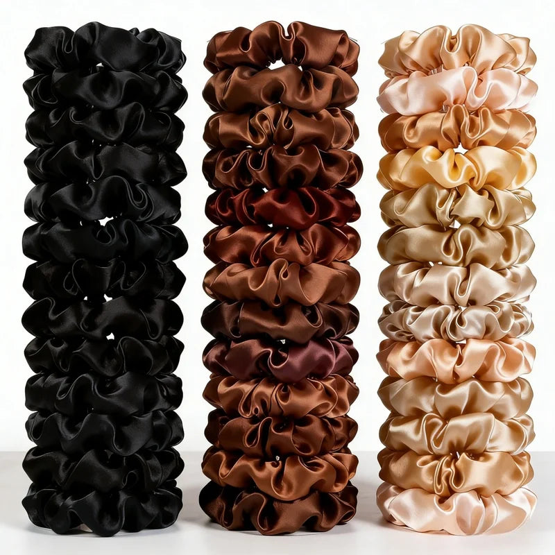 Bulk Satin Scrunchies Hair Ties Set - 100 Colors, Small 6.5cm for Women