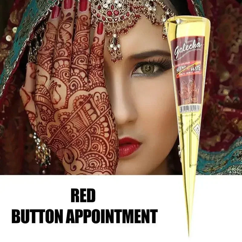 Dark Red Henna Tattoo Paste - 25g Body Art Cones for Temporary Body Paint