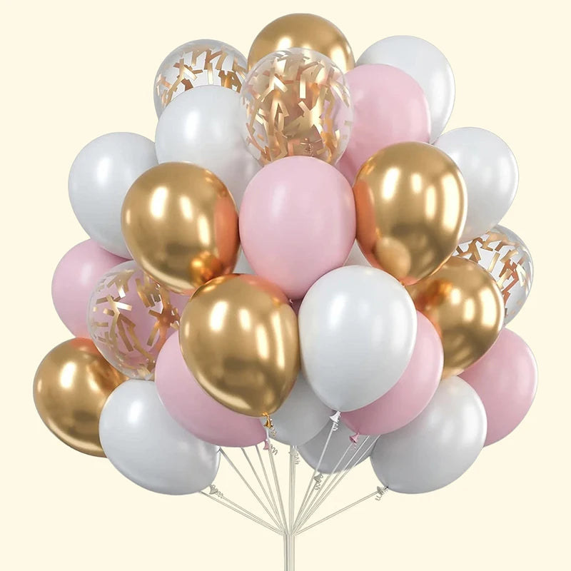 30-Pack Multicolor Latex Balloons for Birthdays and Weddings – Gold, Iridescent, Ruby, Emerald & More