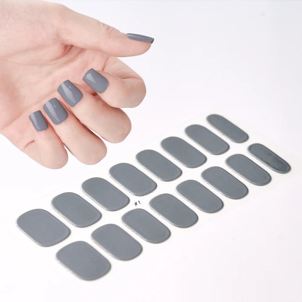 Semi-Cured UV Gel Nail Sticker Full Cover Waterproof Long-Lasting Nail Wraps