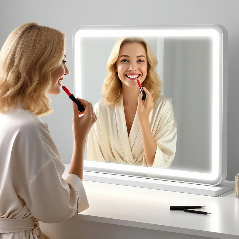 LED Vanity Mirror with Lights Dimmable 3 Color Modes Aluminum Frame Makeup Mirror