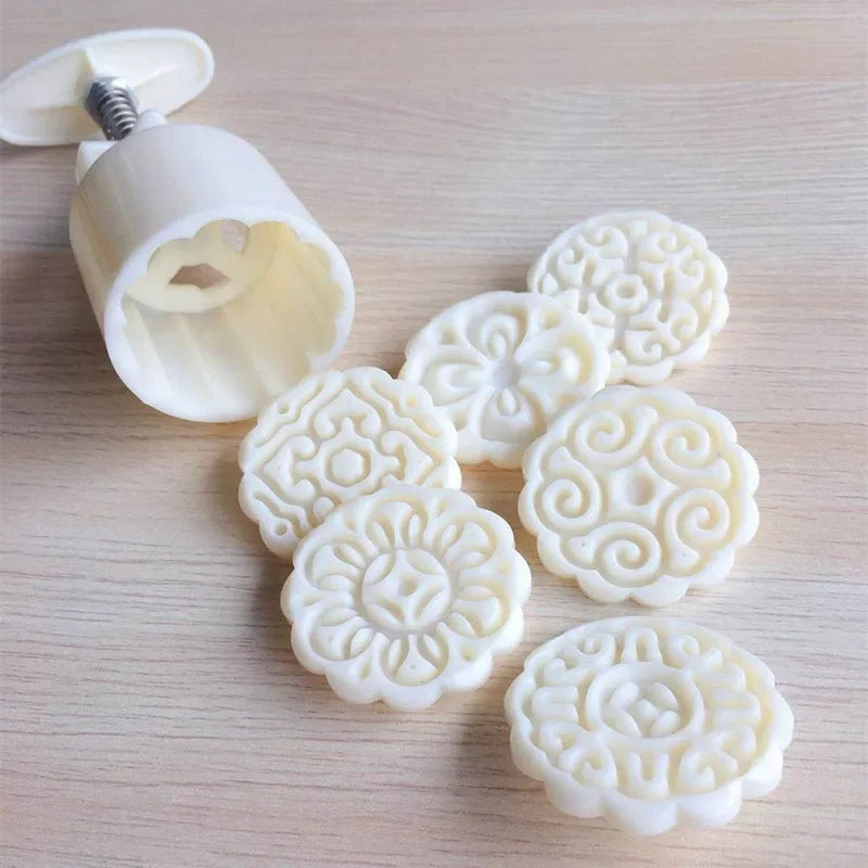 Kitchen Cake Mold for Mooncakes and Desserts - Non-Stick Flower Pattern BPA-Free Food Grade