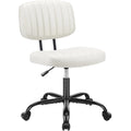 Adjustable Lumbar Support Office Chair - Swivel PU Leather Computer Desk Chair