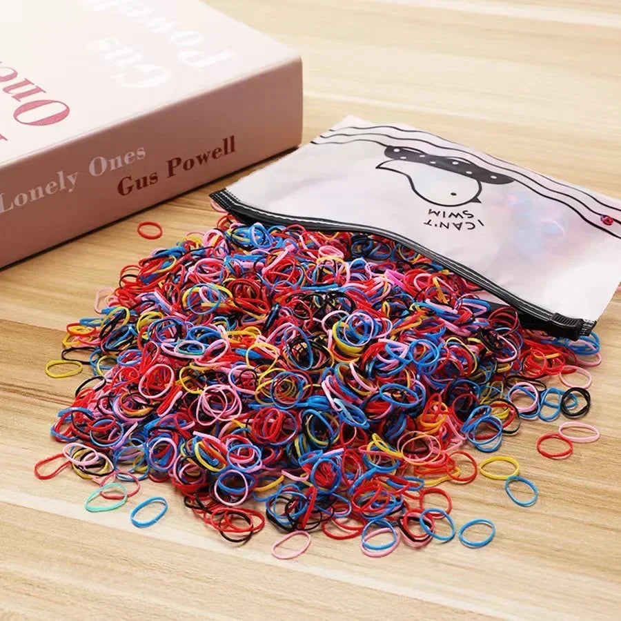 1000pcs Colorful Small Disposable Rubber Bands for Ponytail Hair Holders