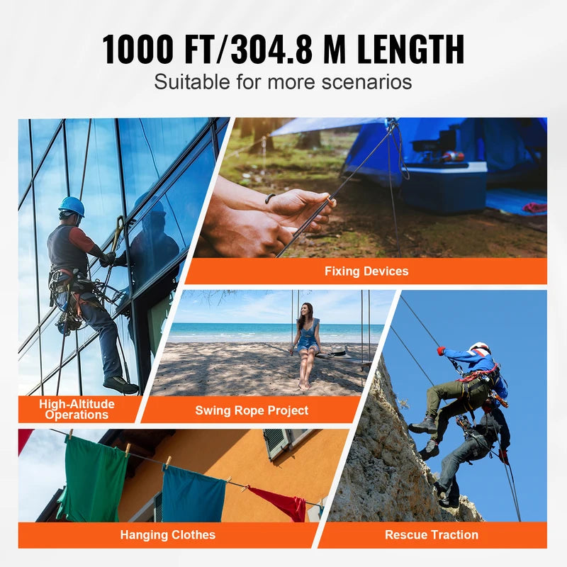 Heavy-Duty Nylon Rope 3/16 Inch x 1000 Ft Multi-Purpose Climbing & Outdoor Rope