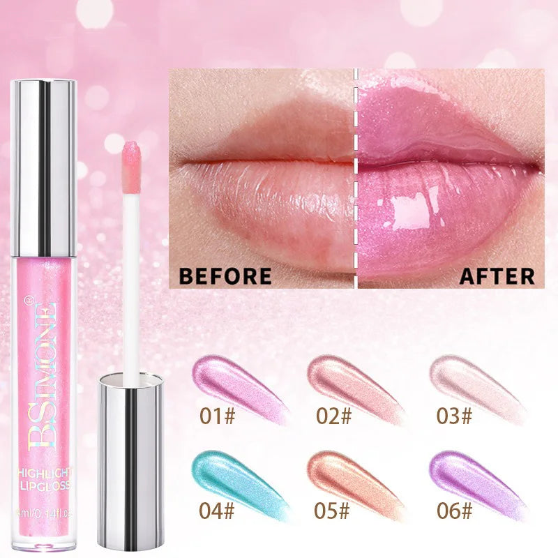 Glitter Shimmer Lip Gloss Set - Moisturizing Tinted Lipstick with Diamond Effect, 6 Colors