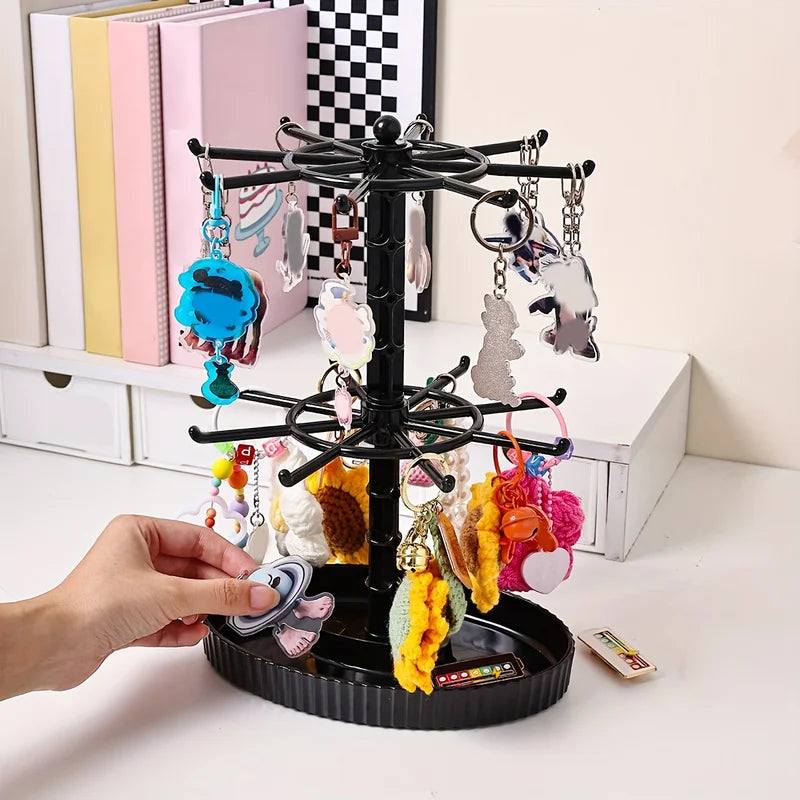 Multi-Layer Rotatable Jewelry Display Rack with Hooks for Organizing Bracelets & Accessories