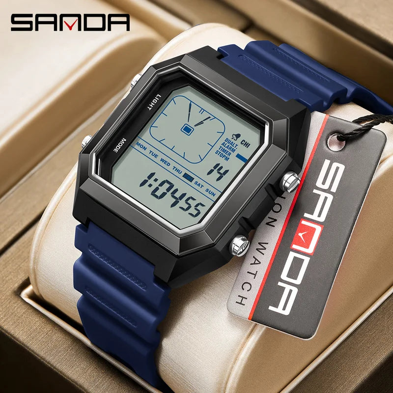 Men's Digital LED Sports Watch Waterproof Alarm Clock with Chronograph