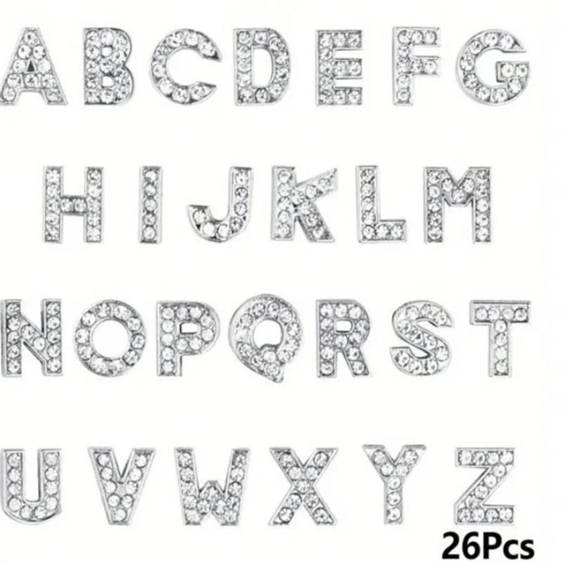 DIY Alphabet Nail Art Charms 26-Piece Silver Alloy Letter Decorations for Creative Nail Designs
