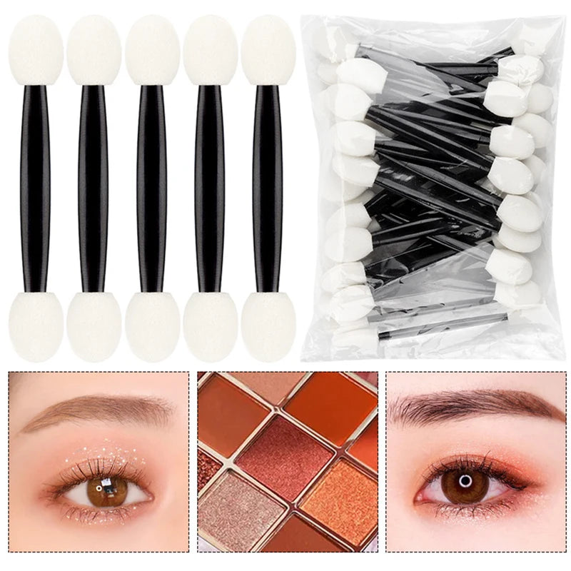 Dual-Sided Eyeshadow Applicators 50/200pcs Makeup Sponge Brushes for Eye Makeup