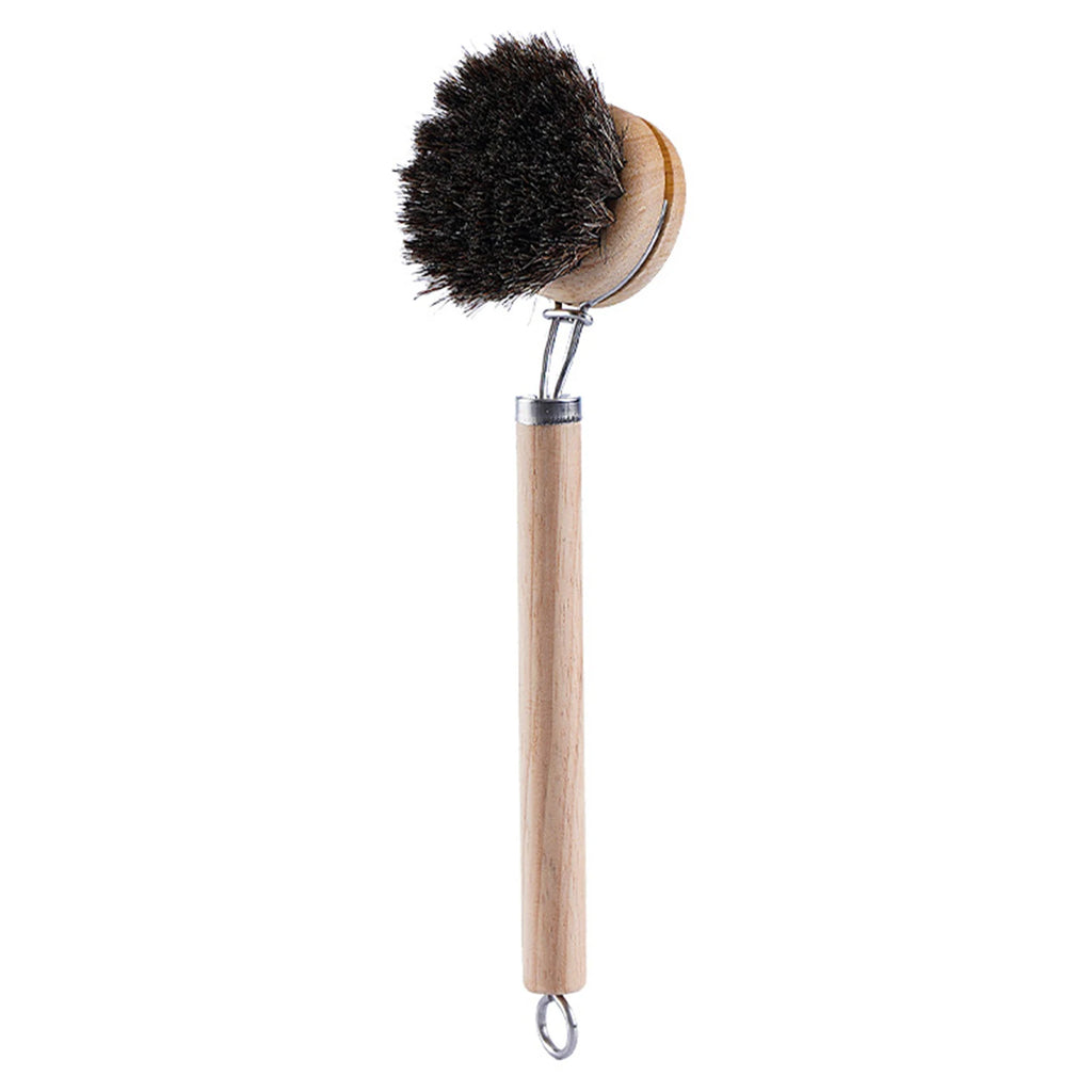 Replaceable Wooden Handle Dish Brush for Stain Removal Kitchen Cleaning Tool