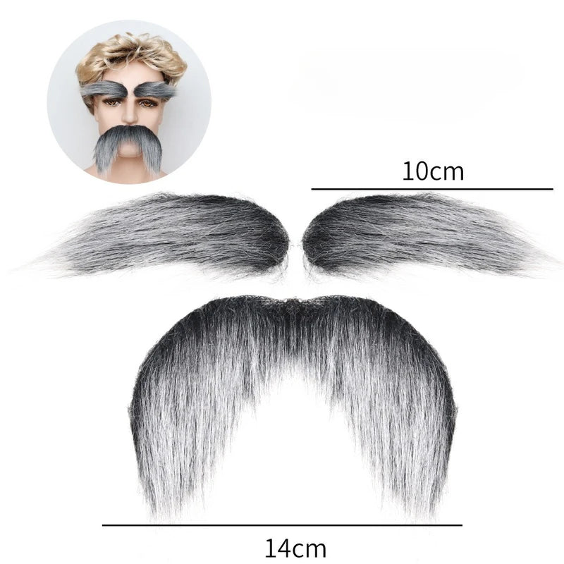 Self-Adhesive Fake Mustache Eyebrow Beard Set for Halloween Cosplay and Parties