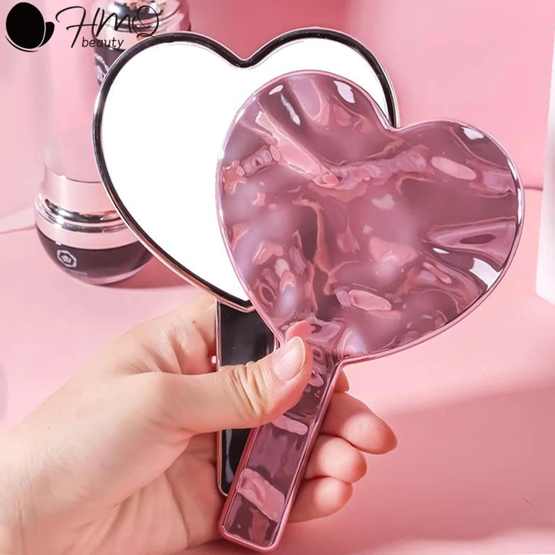 Heart-Shaped Handheld Mirror for Makeup & Beauty Spa Salon Personal Care