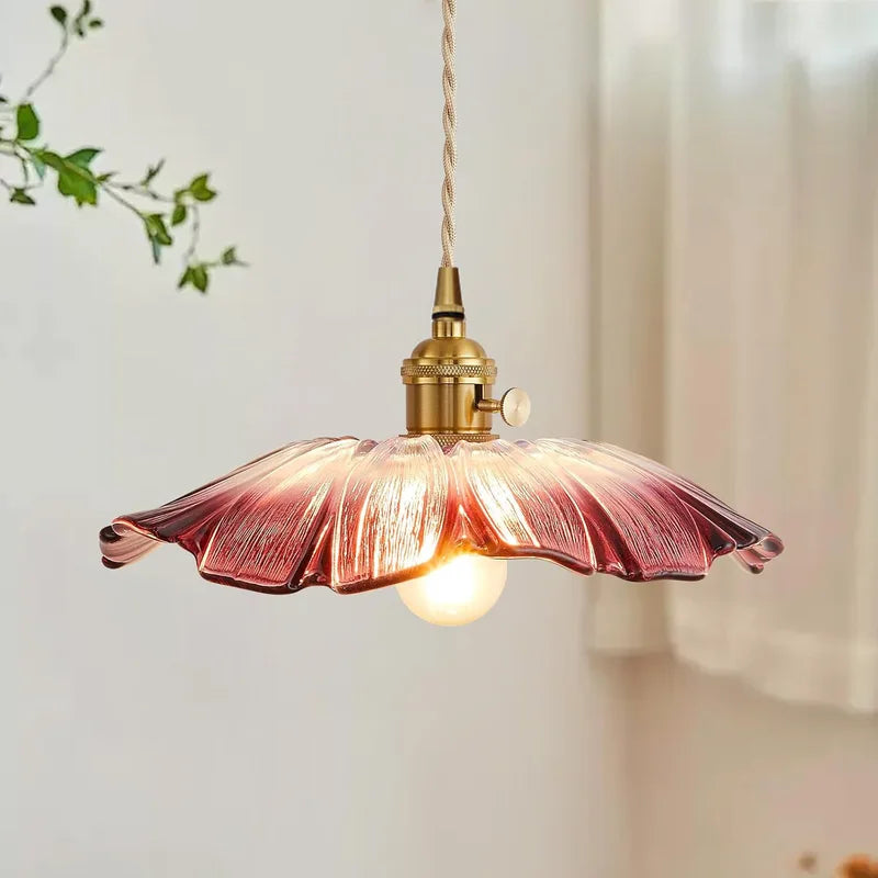 Vintage Retro Brass Glass Pendant Light for Indoor Living & Dining Rooms