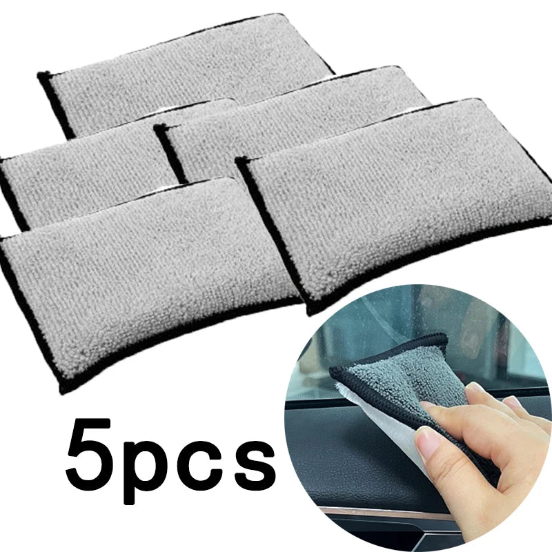 5pcs Double-Side Car Interior Scrubbing Sponge for Leather & Plastic Cleaning