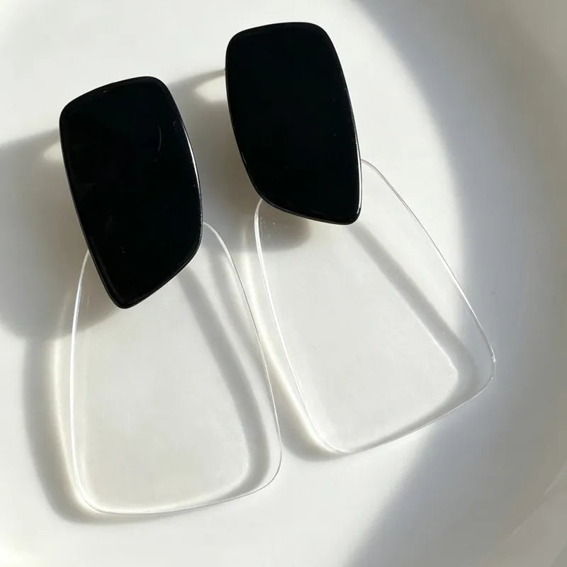 Clear White Black Acrylic Drop Dangle Earrings for Women - Geometric Statement Jewelry