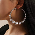 Large Circle Hoop Earrings for Women Exaggerated Bead Design Jewelry Gift