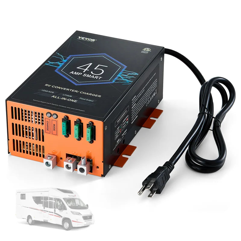 RV Power Converter Charger 45A 110V to 12VDC Smart Battery Charger with Adjustable Voltage