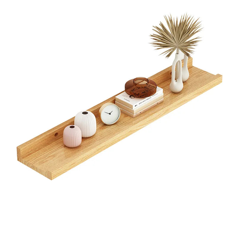 Wood Wall Shelf with Perforated Word Board - Home Storage & Decoration