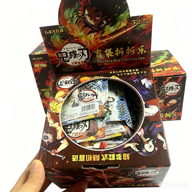 Anime 32-Piece Demon Slayer Action Figures Set with Acrylic Pendant Keychains - Blind Bag Toys for Kids