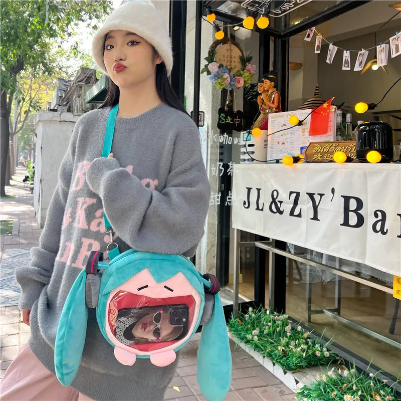 Cartoon Hatsune Miku Shoulder Bag - Large Capacity Anime Backpack for Women