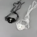 Halloween Punk Cross Eye Mask Women Gothic Lace Bow Accessory