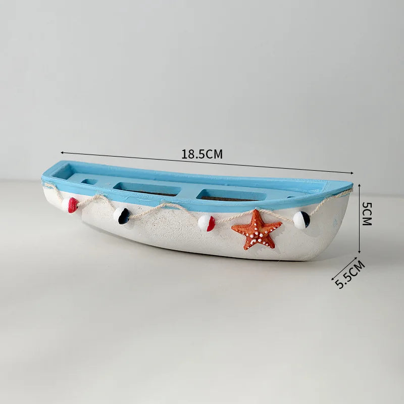 Wooden Boat Ornament Craft Decor for Children's Room and Home Sea Theme