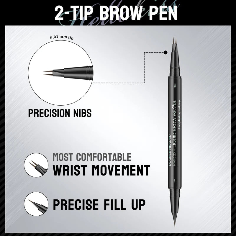 Waterproof Double-Ended Liquid Eyebrow Pencil - Smudge-Proof & Sweat-Resistant