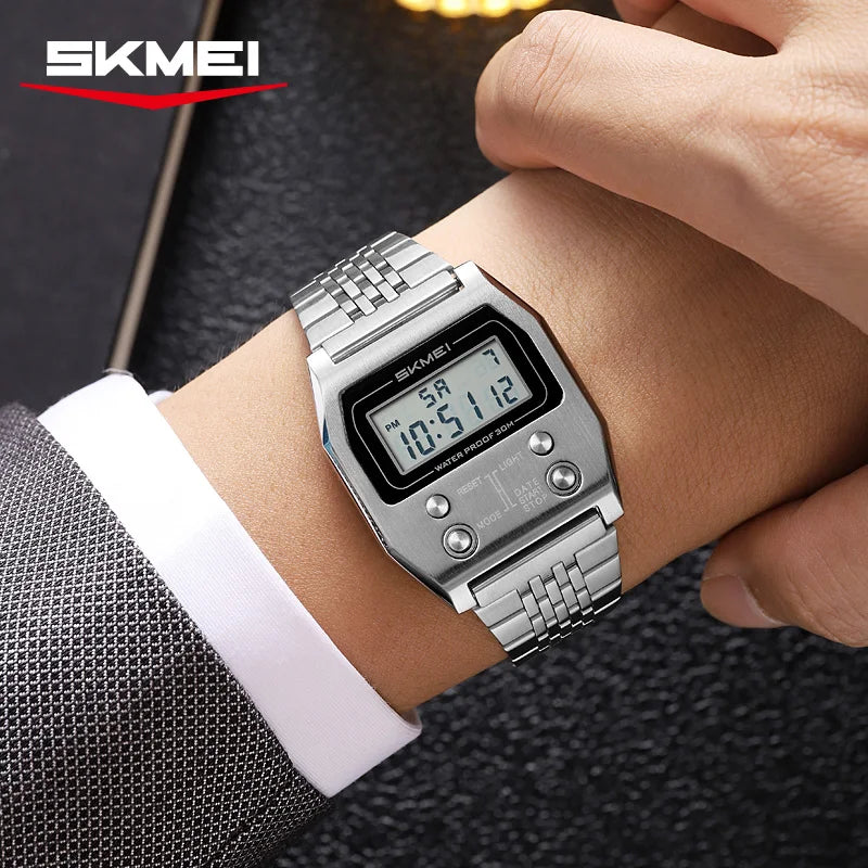 Digital Sports Waterproof LED Watch for Men & Women - Retro Alarm Clock