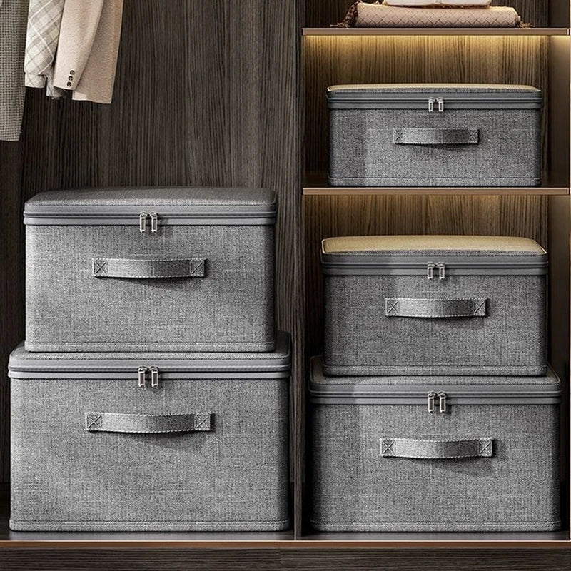 Foldable Clothes Storage Box with Lid Zipper Large Capacity Wardrobe Organizer