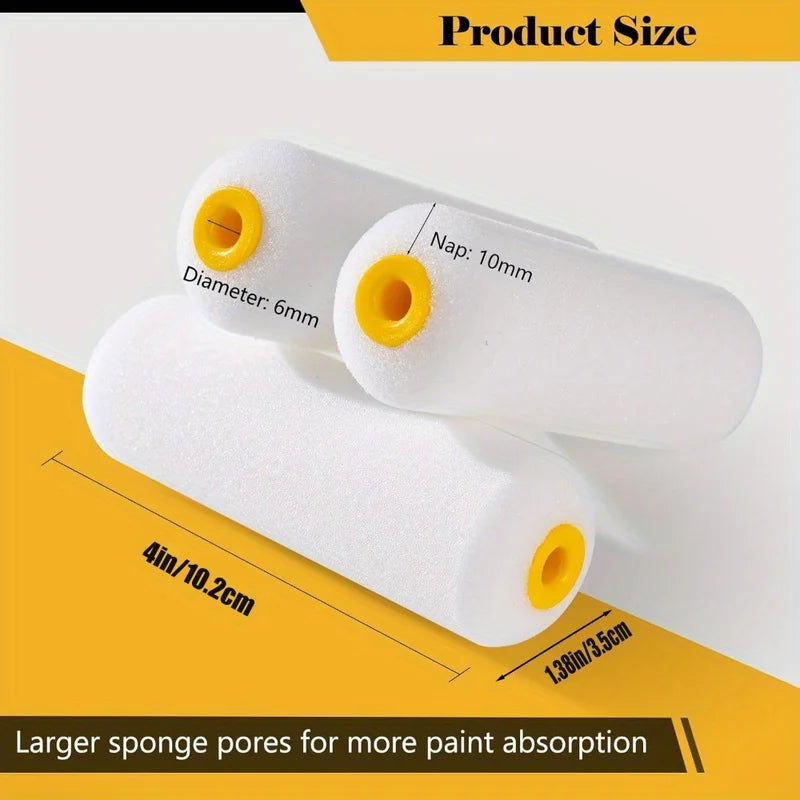 10 Pcs Mini Foam Paint Roller Covers for Art & Craft Painting