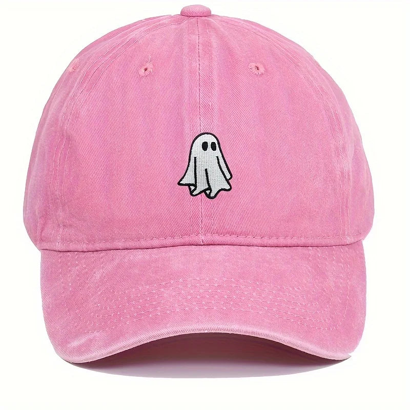 Unisex Halloween Embroidered Baseball Cap with Ghost Pattern - Simple Style, Suitable for Men and Women