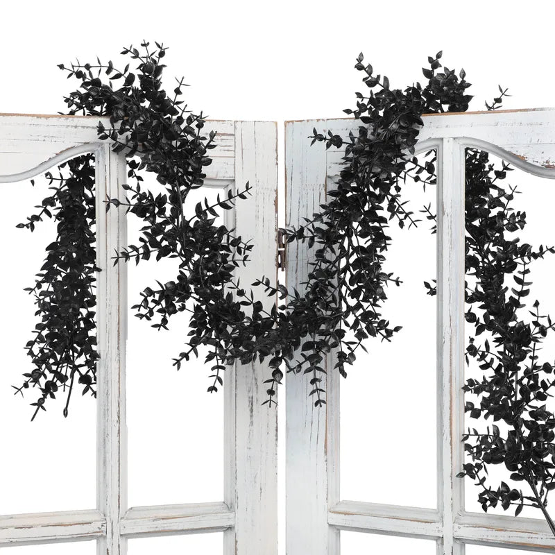 Black Eucalyptus Rattan Wall Hanging Artificial Outdoor Holiday Decor