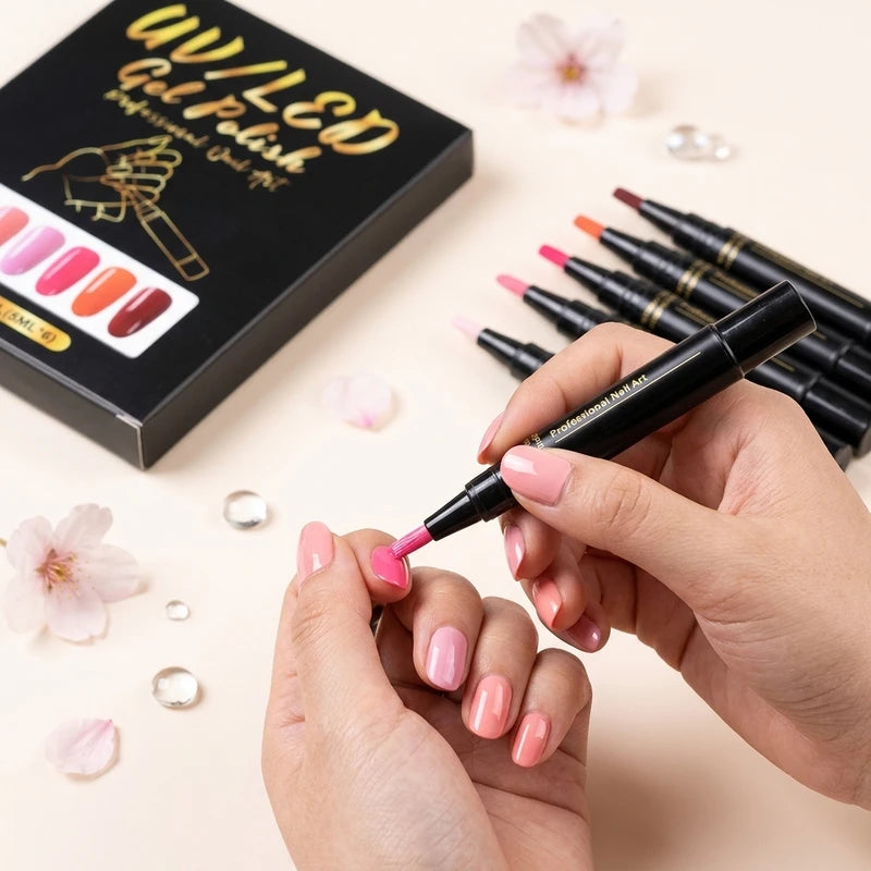 6-Color DIY Nail Art Pen Set - Vibrant, High Pigment, Waterproof, Easy To Use