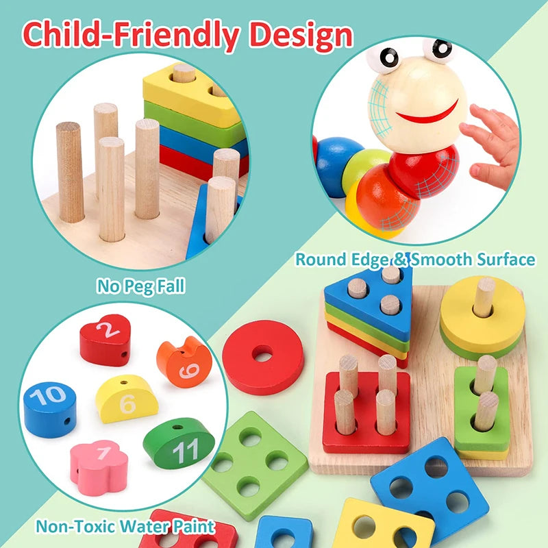 Wooden Montessori Toys Set for Kids 3-6 Years Educational Development Gift