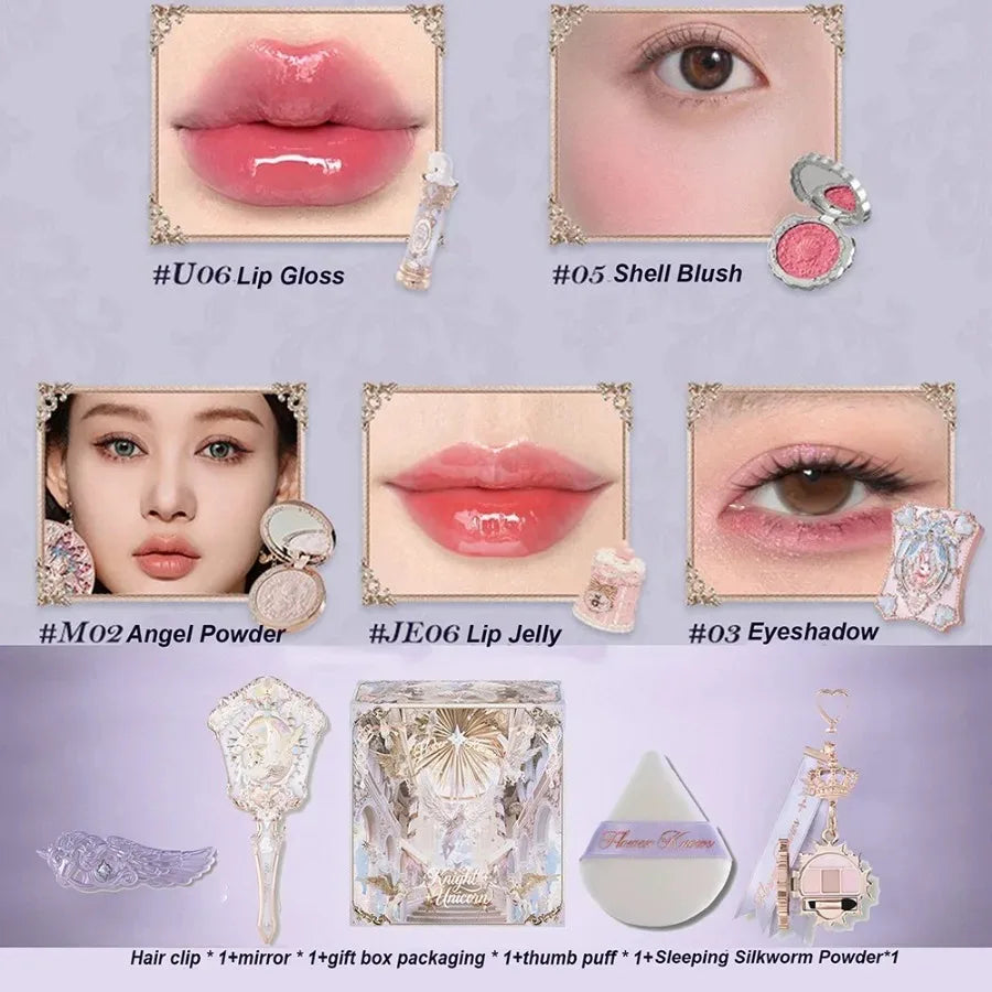 Full Makeup Set with Palette Lipstick Blush and Accessories - Gift Box Collection
