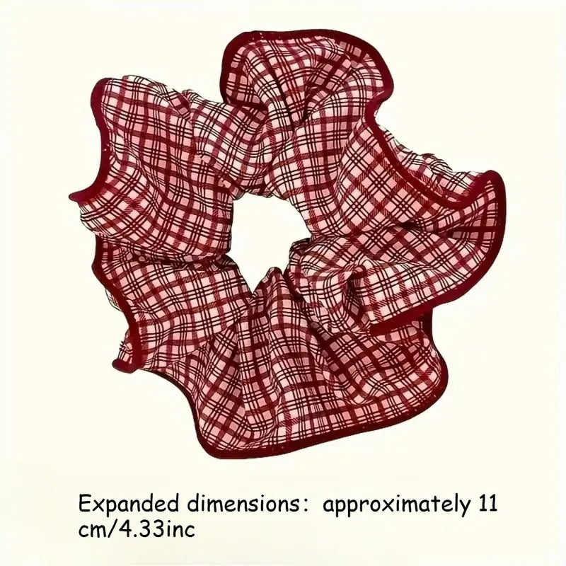 2/3pcs High End Red Cute Dot Plaid Scrunchies for Women & Girls Hair Ties