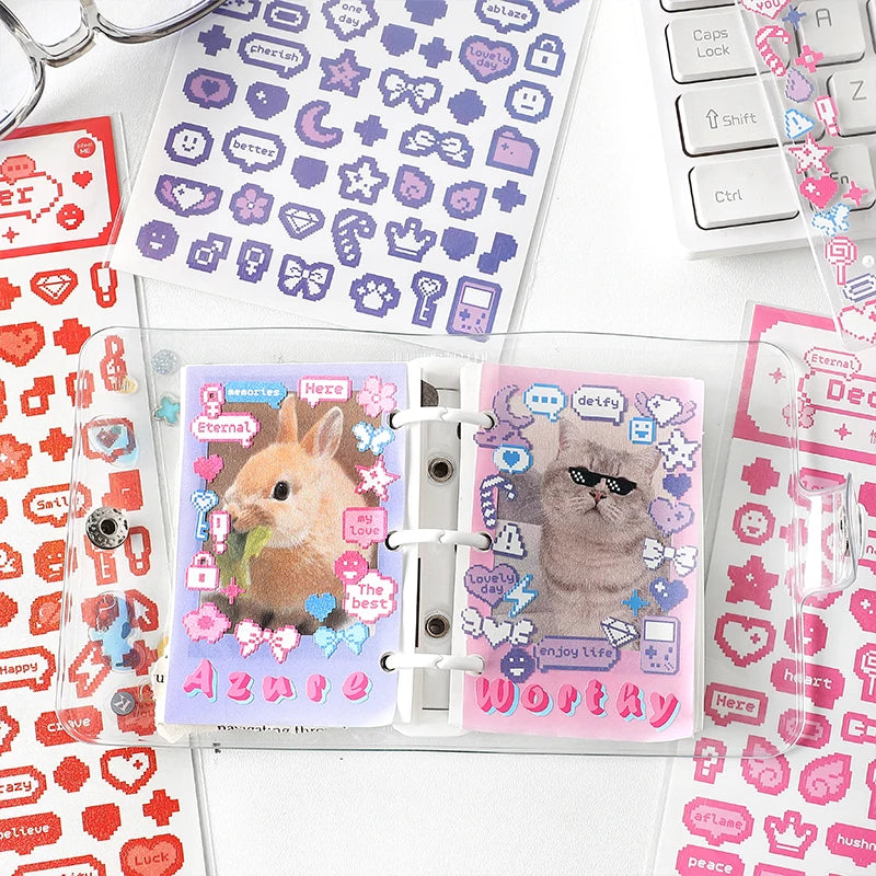 Funny Pixel Heart Stickers for DIY Photo Cards Scrapbooking Carft and Decor