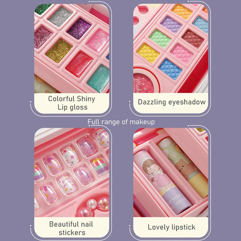 Kids Makeup Kit for Little Girls 49 Pcs Washable Makeup Set with Case - Birthday Gift