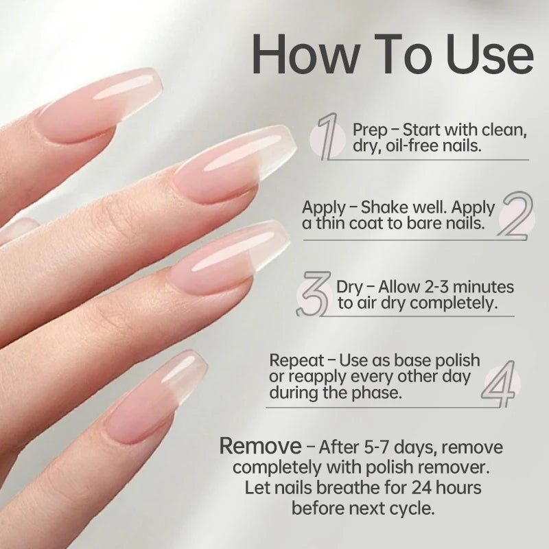 Milky White Nail Strengthener Polish - Long Lasting, Quick Dry, No Lamp Needed