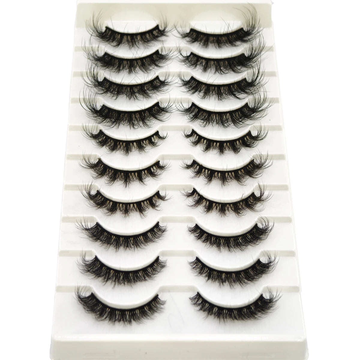 10 Pairs Fluffy Mink False Eyelashes - Natural Dramatic Look, Wispy & Long