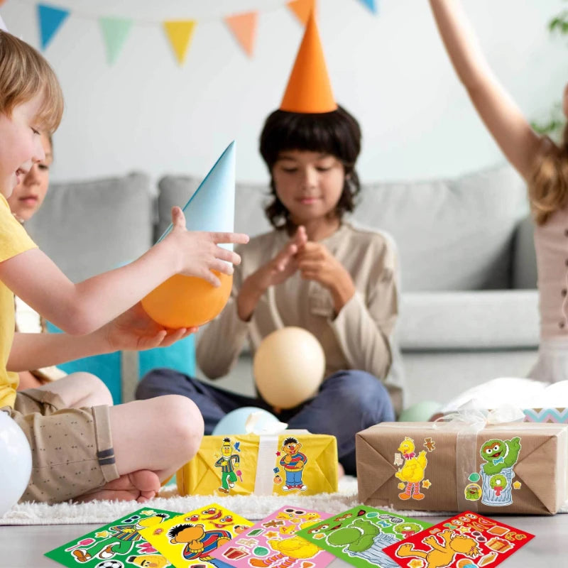 Kids Puzzle Sticker Set - 16 PVC Cartoon Face Make A Face Toys Party Favors