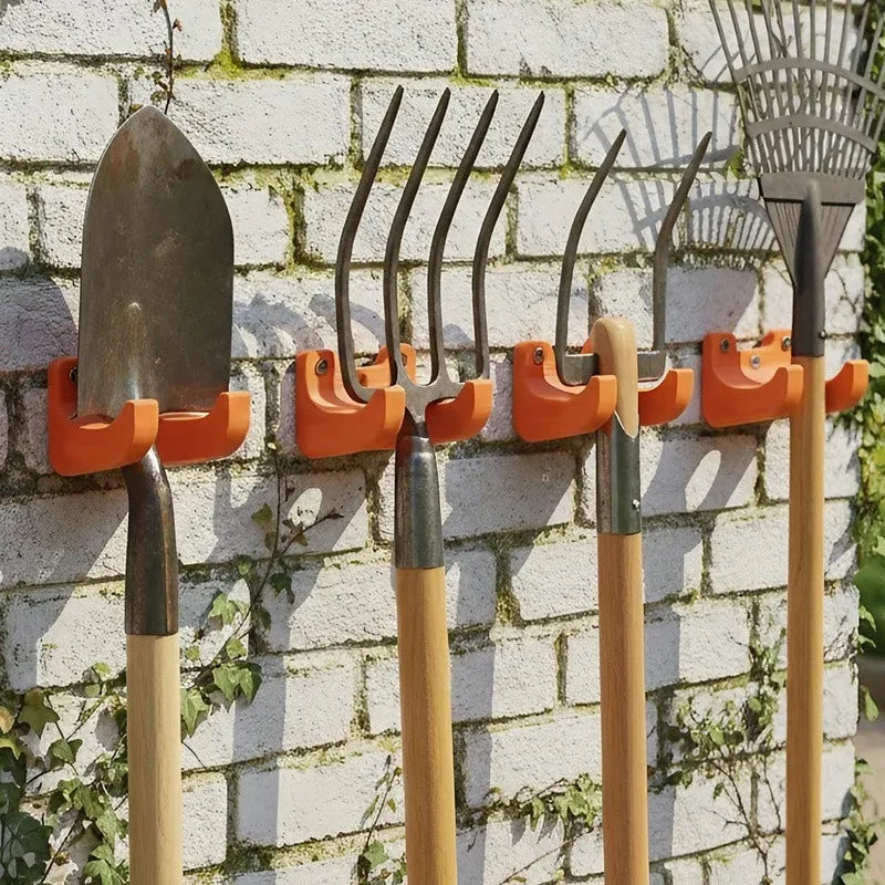 Wall-Mounted Storage Hooks for Garage Garden Tools Organizer Bracket Set