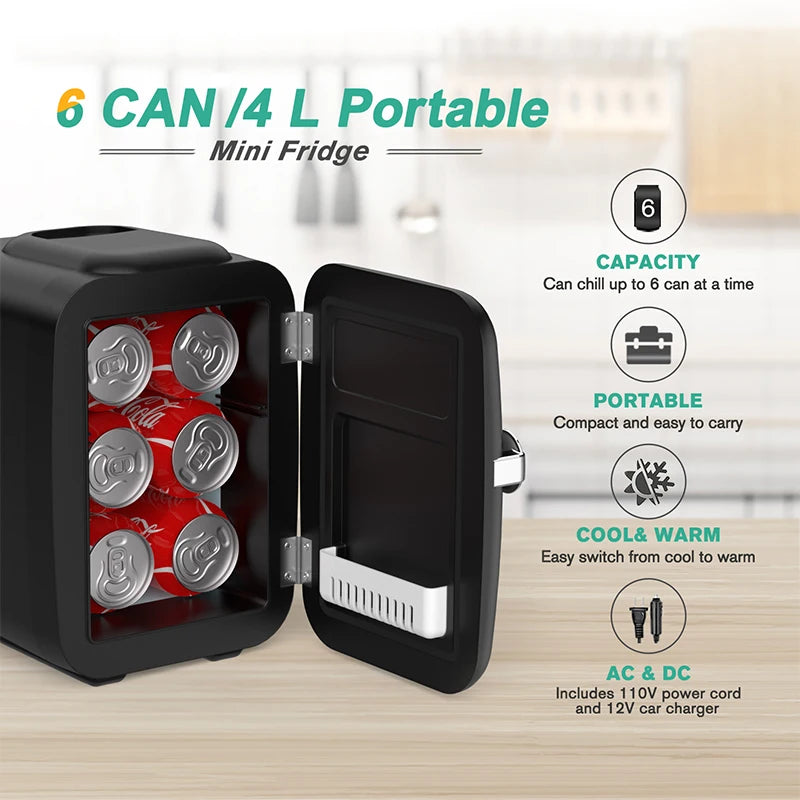 Mini Fridge for Beauty & Skincare, 4L Portable Cooler with Heating & Cooling