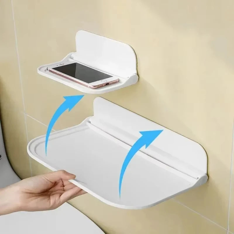Foldable Wall-Mounted Shelf Organizer Space Saver with Phone & Router Tray