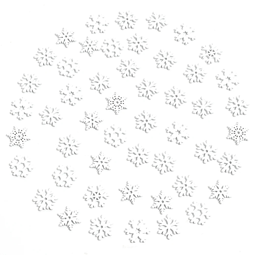 Wooden Snowflakes Christmas Ornaments DIY Craft Decor Set - 50 or 100 pcs